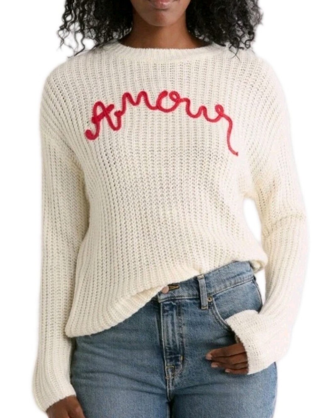 Nicole Miller Size Small Amour Embroidered Pullover Sweater Msrp $88